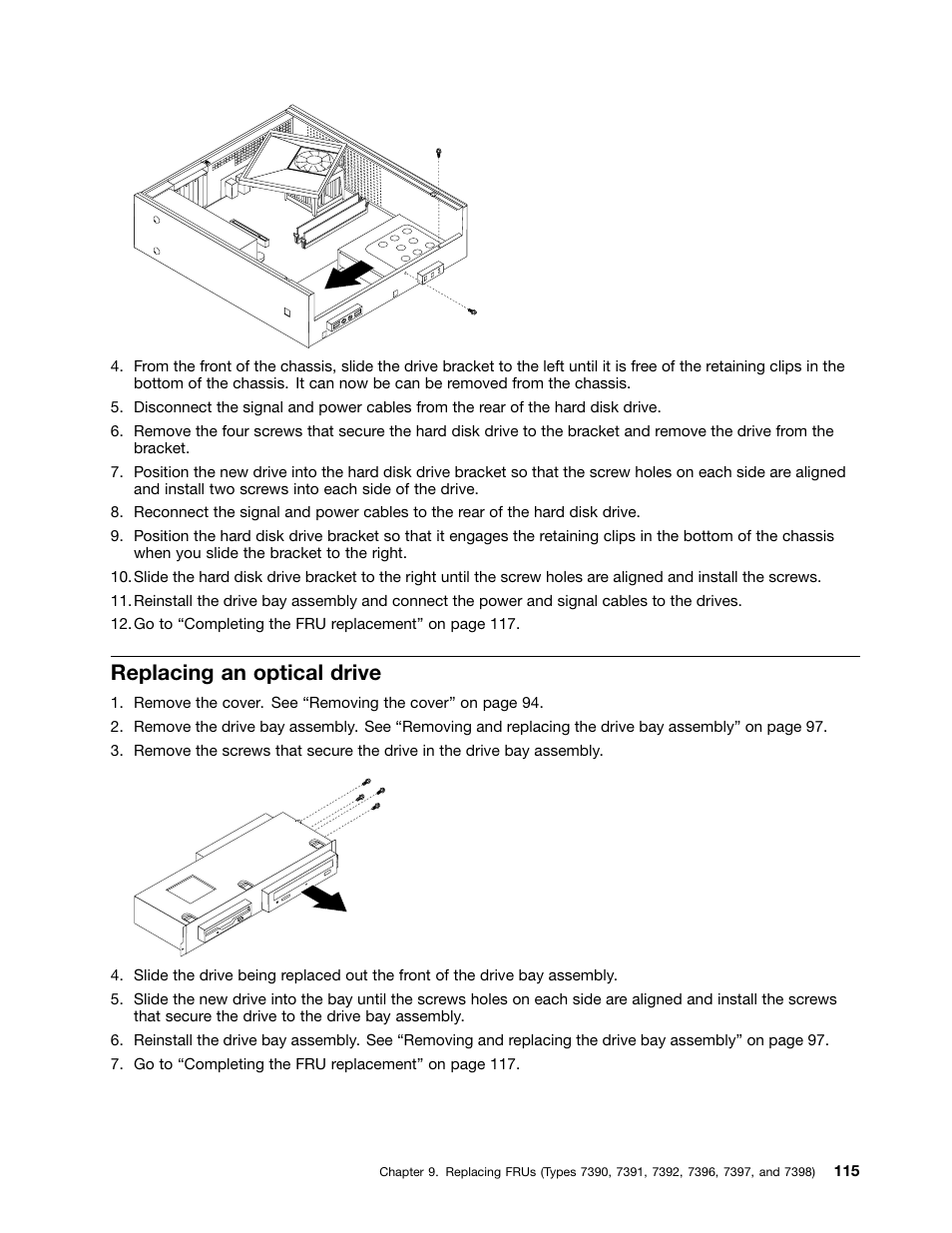 Replacing an optical drive | Lenovo J SERIES 3000 User Manual | Page 121 / 200