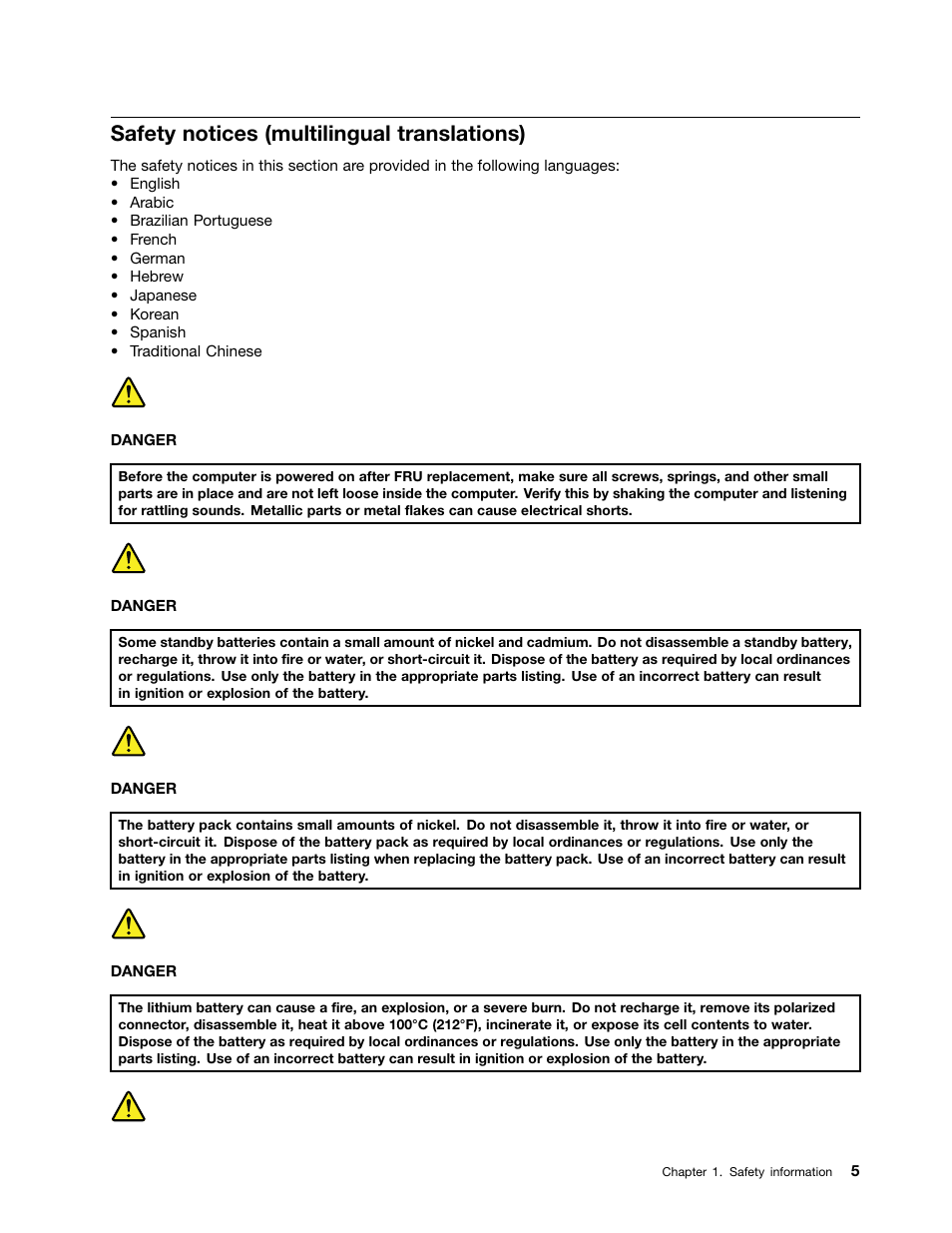 Safety notices (multilingual translations) | Lenovo T420 User Manual | Page 11 / 178