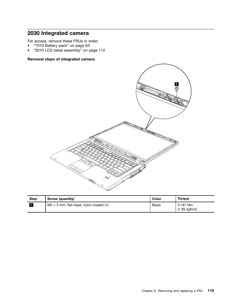 2030 integrated camera | Lenovo T420 User Manual | Page 121 / 178