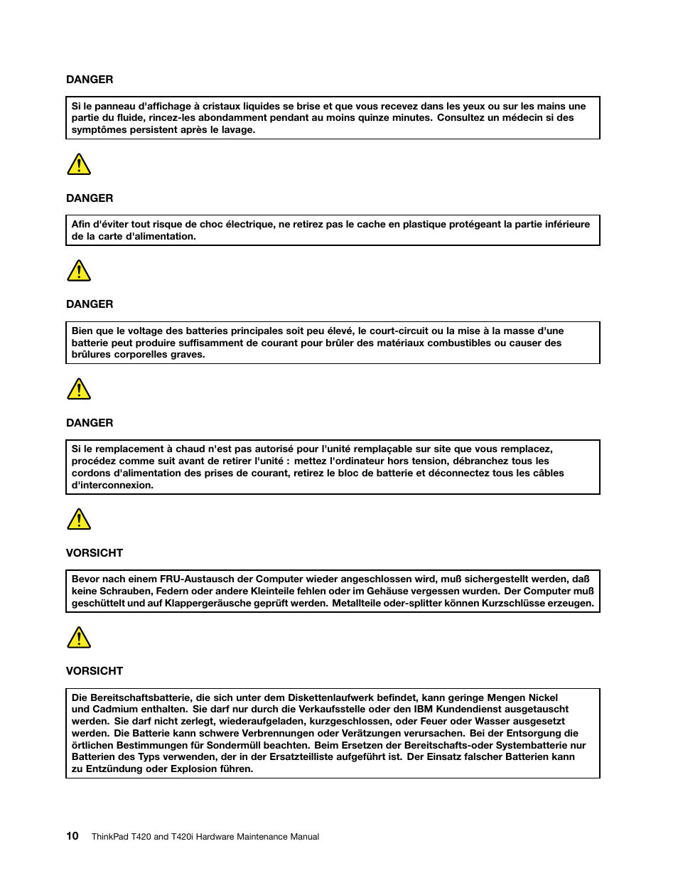 German | Lenovo T420 User Manual | Page 16 / 178