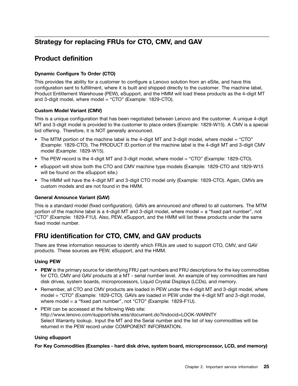 Strategy for replacing frus for cto, cmv, and gav, Product definition, Fru identification for cto, cmv, and gav products | Lenovo T420 User Manual | Page 31 / 178