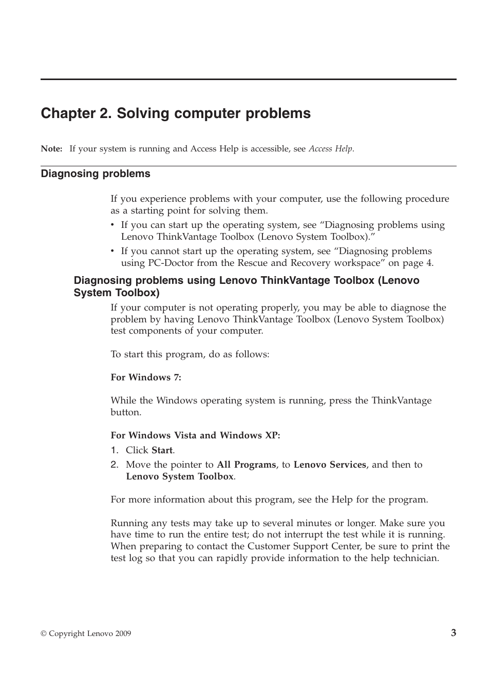 Chapter 2. solving computer problems | Lenovo THINKPAD X201S User Manual | Page 17 / 44