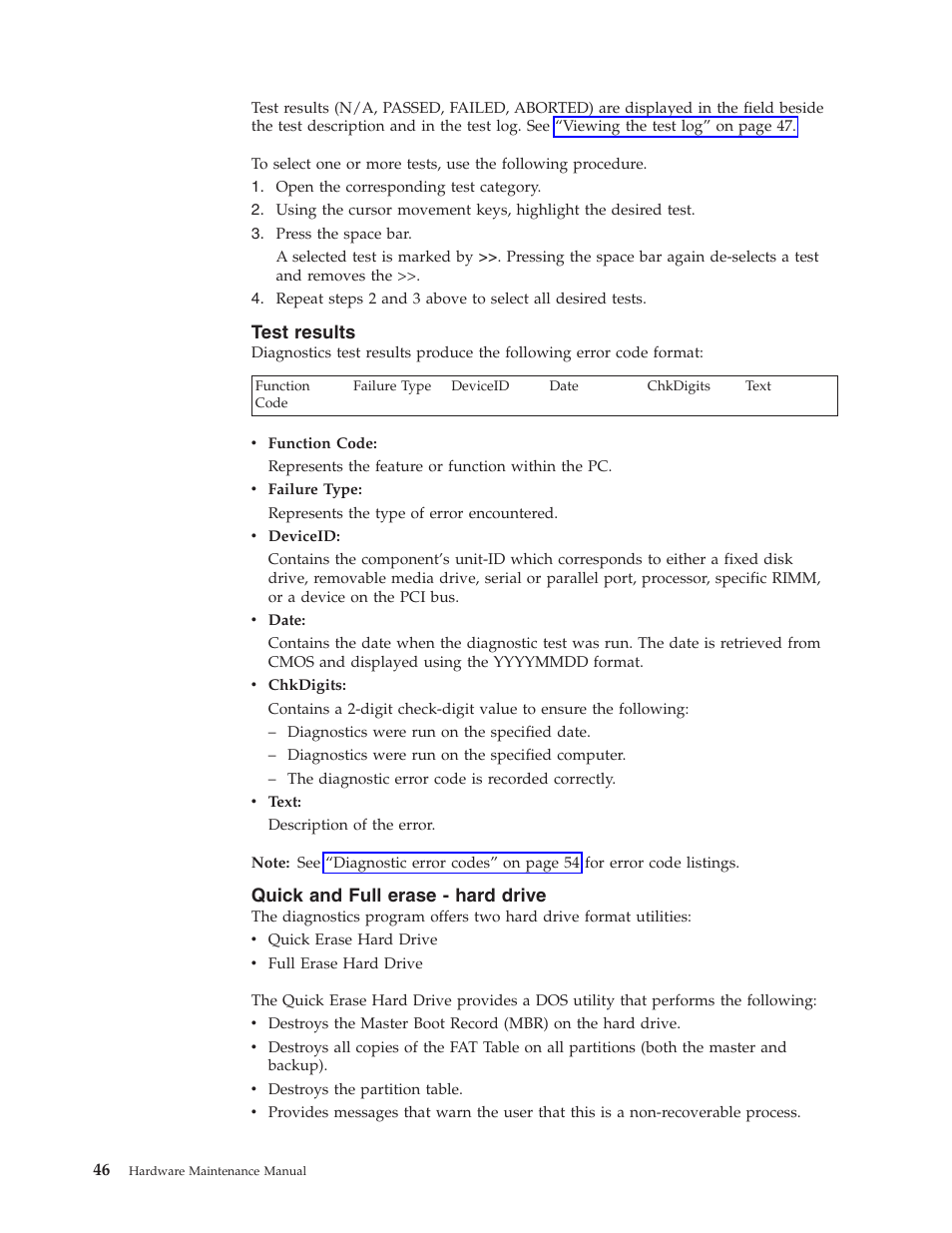 Test results, Quick and full erase - hard drive, Test | Results, Quick, Full, Erase, Hard, Drive | Lenovo THINKCENTRE 6019 User Manual | Page 52 / 506