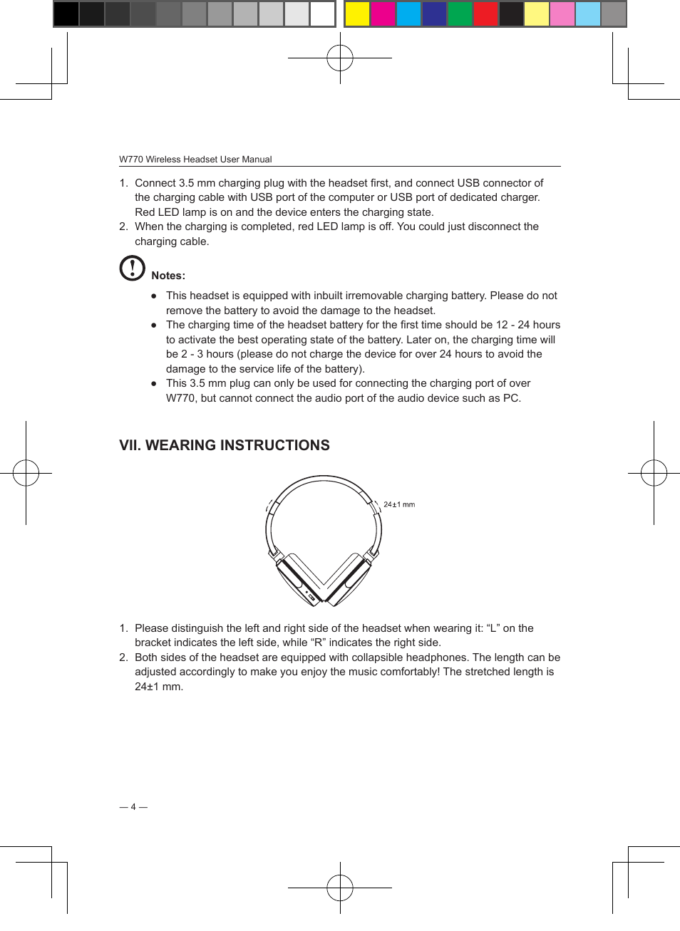 Vii. wearing instructions | Lenovo W770 User Manual | Page 5 / 13
