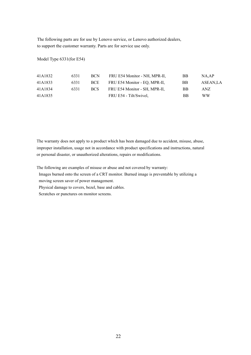 Lenovo ThinkVision E54 User Manual | Page 24 / 24