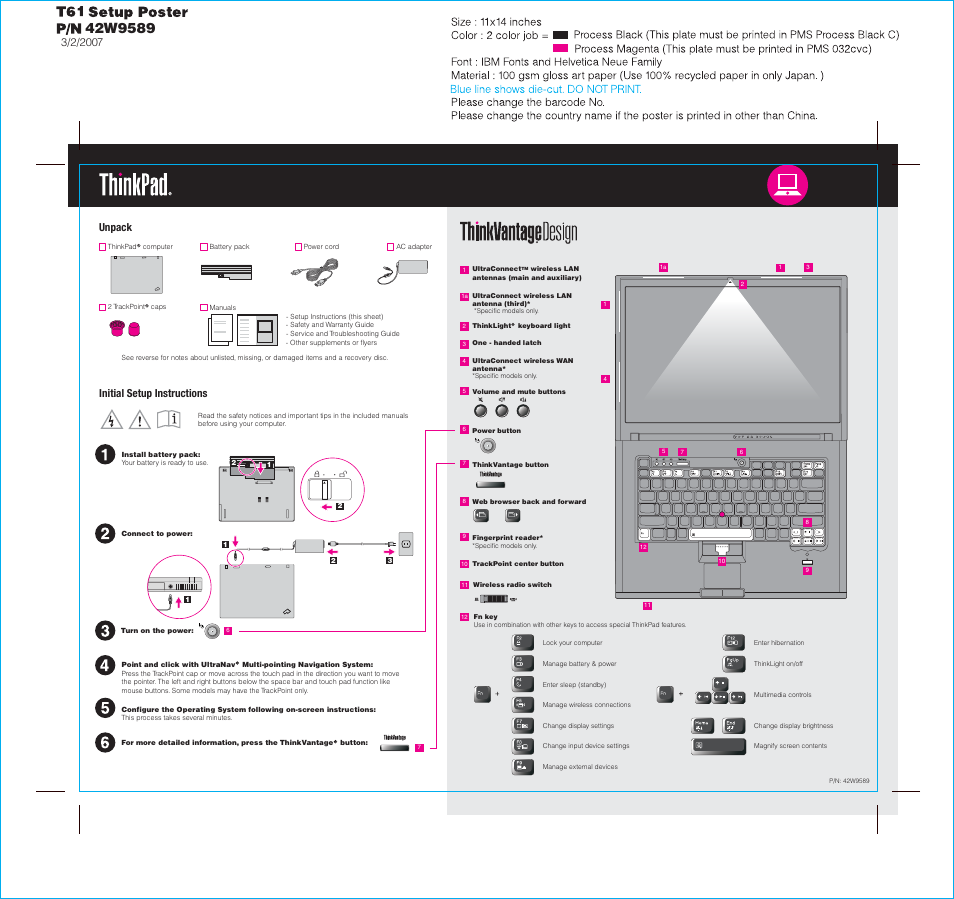 Lenovo THINKPAD 42W9589 User Manual | 2 pages