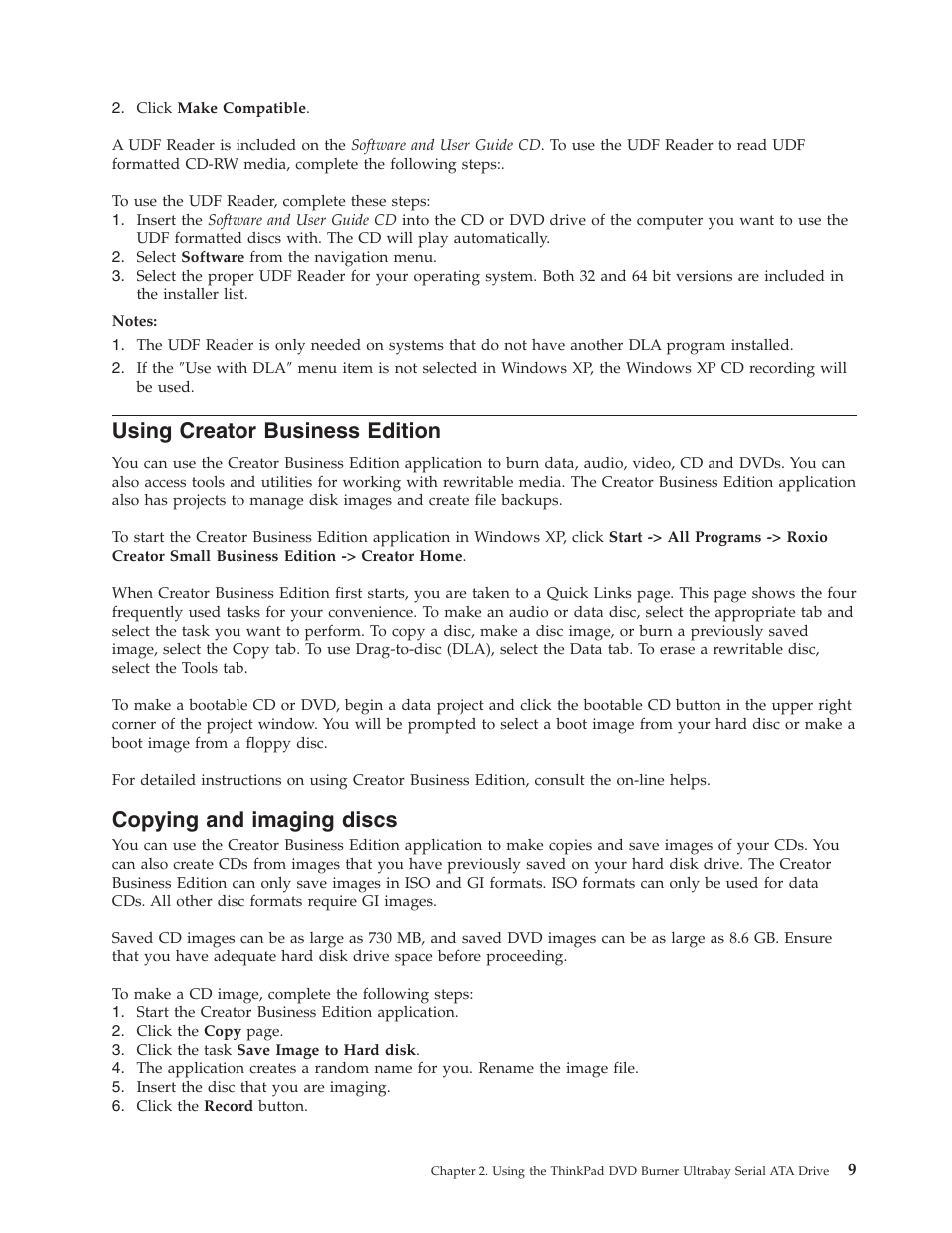 Using creator business edition, Copying and imaging discs, Using | Creator, Business, Edition, Copying, Imaging, Discs | Lenovo ThinkPad 43N3222 User Manual | Page 21 / 40