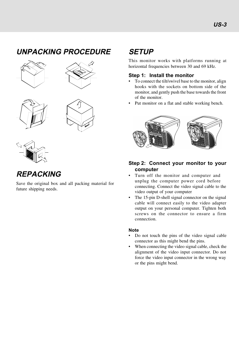 Unpacking procedure repacking, Setup | Lenovo E54 User Manual | Page 10 / 18