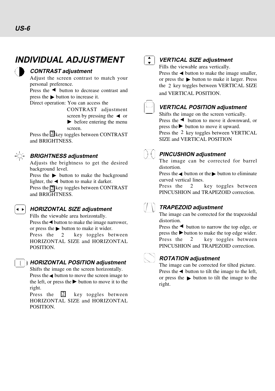 Individual adjustment, Us-6 | Lenovo E54 User Manual | Page 13 / 18