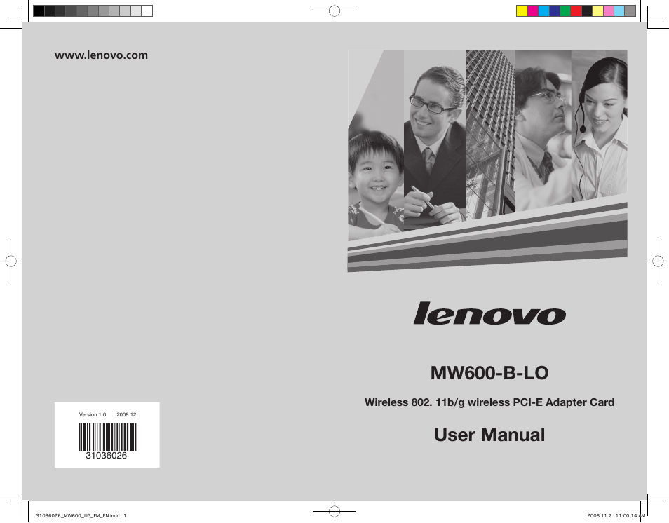 Lenovo NETWORK CARD - WIRELESS ADAPTER MW600-B-LO User Manual | 19 pages