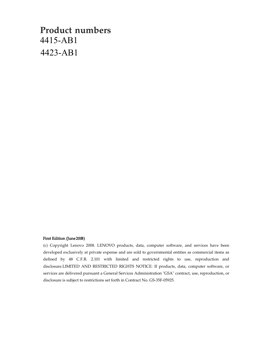 Product, Numbers | Lenovo D156 WIDE 4415-AB1 User Manual | Page 2 / 31