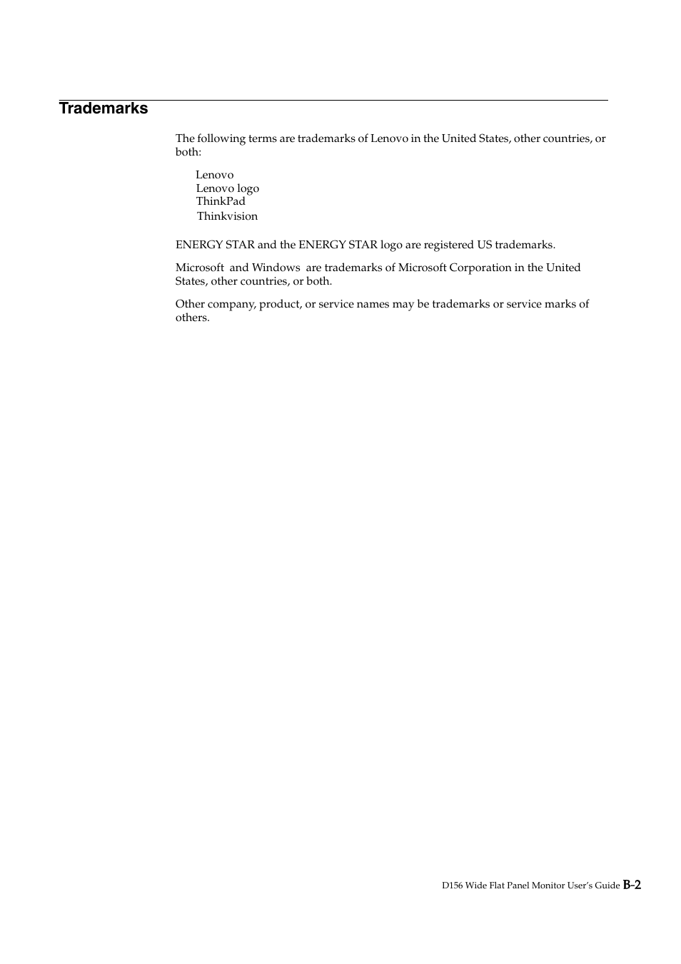 Trademarks | Lenovo D156 WIDE 4415-AB1 User Manual | Page 31 / 31