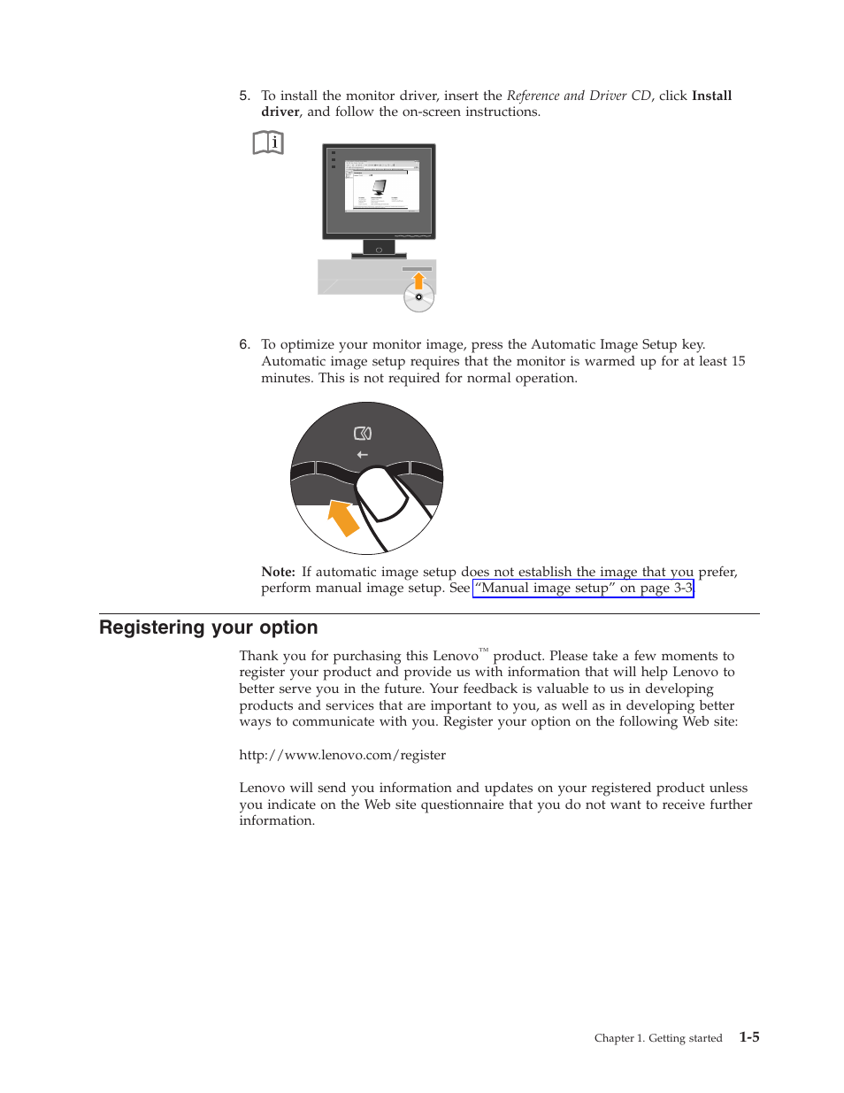 Registering your option, Registering, Your | Option | Lenovo L191 User Manual | Page 9 / 29