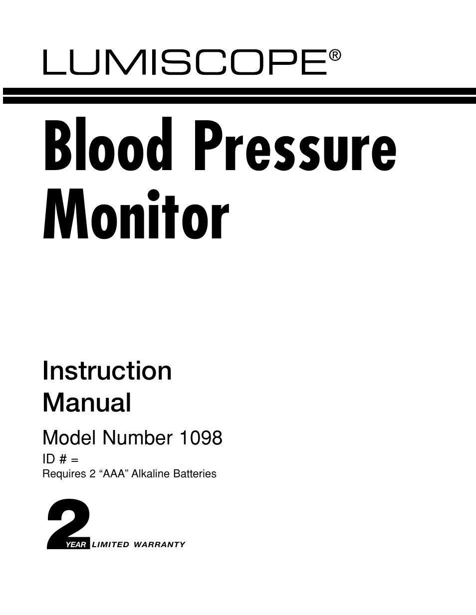 Lumiscope 1098 User Manual | 11 pages