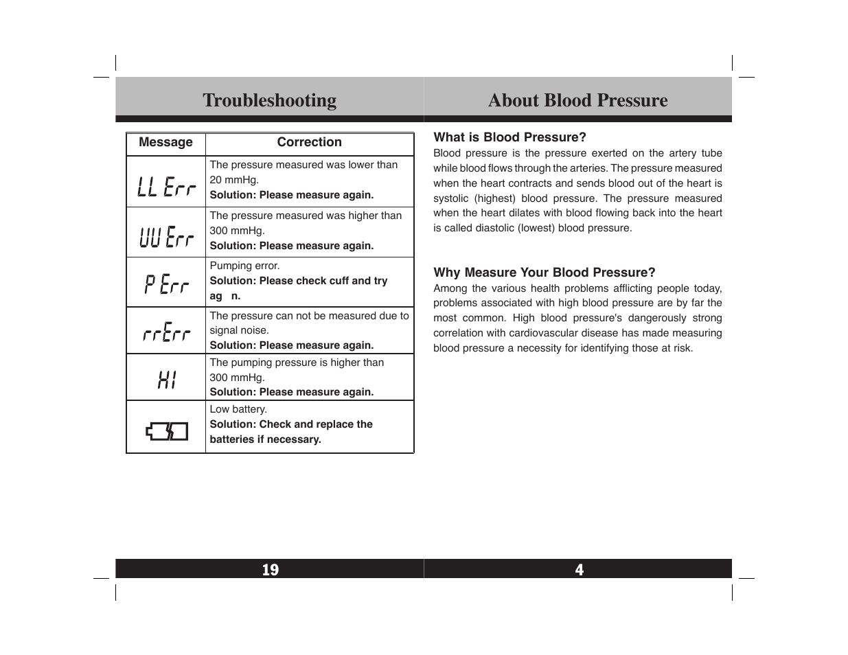 About blood pressure, Troubleshooting | Lumiscope 1143 User Manual | Page 5 / 12