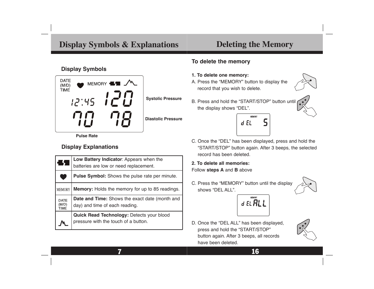 Display symbols & explanations | Lumiscope 1143 User Manual | Page 8 / 12