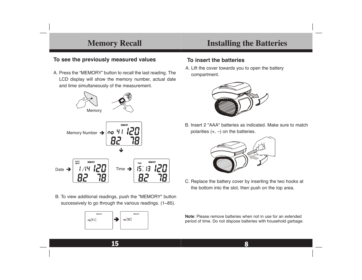 Installing the batteries | Lumiscope 1143 User Manual | Page 9 / 12