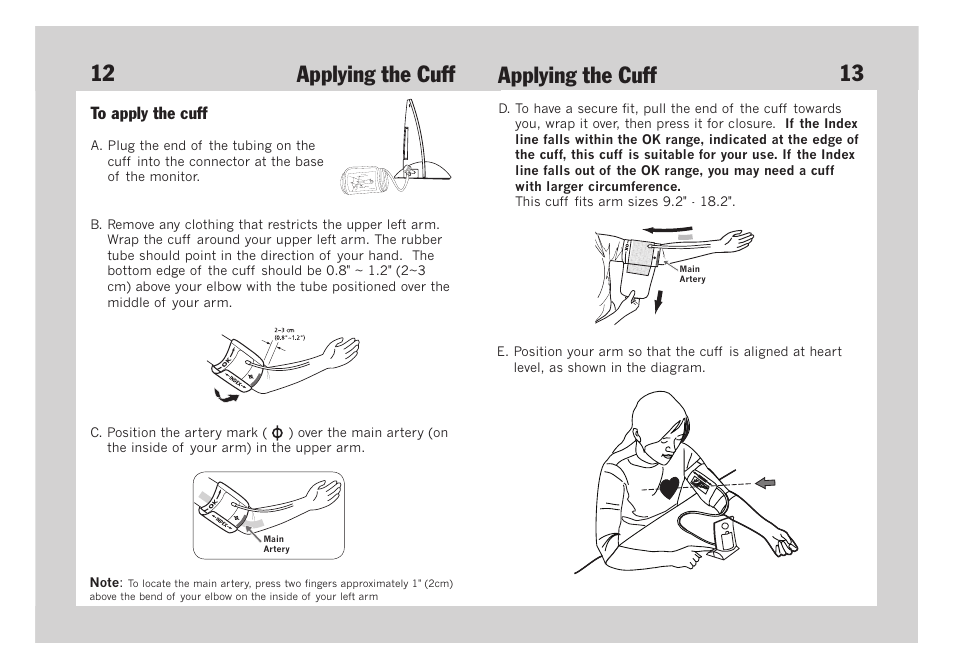 Applying the cuff | Lumiscope 1134 User Manual | Page 8 / 14