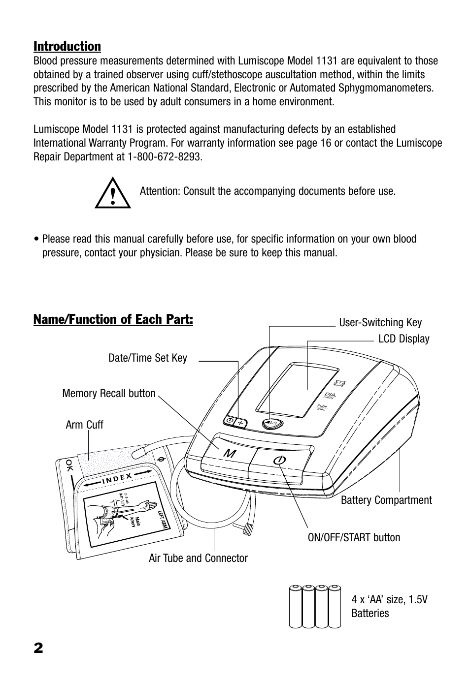 Lumiscope 1131 User Manual | Page 2 / 17