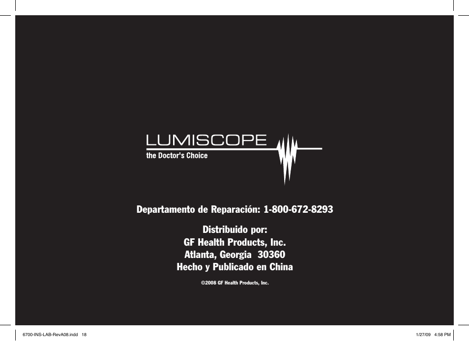 Lumiscope 6700 User Manual | Page 36 / 36