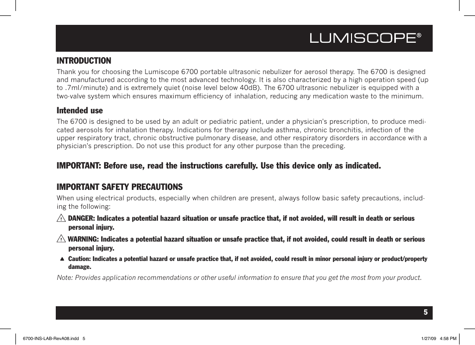 Lumiscope 6700 User Manual | Page 5 / 36