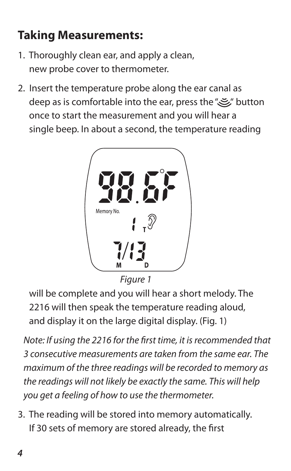 Taking measurements | Lumiscope 2216 User Manual | Page 4 / 12