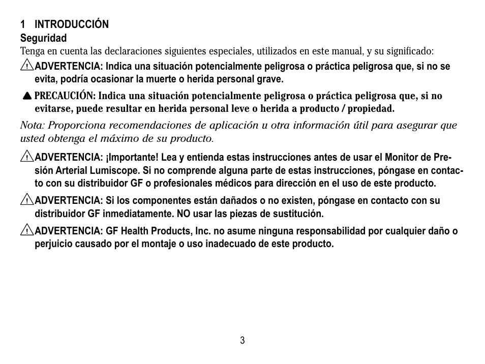 1 introducción, Seguridad | Lumiscope 1133 User Manual | Page 27 / 48