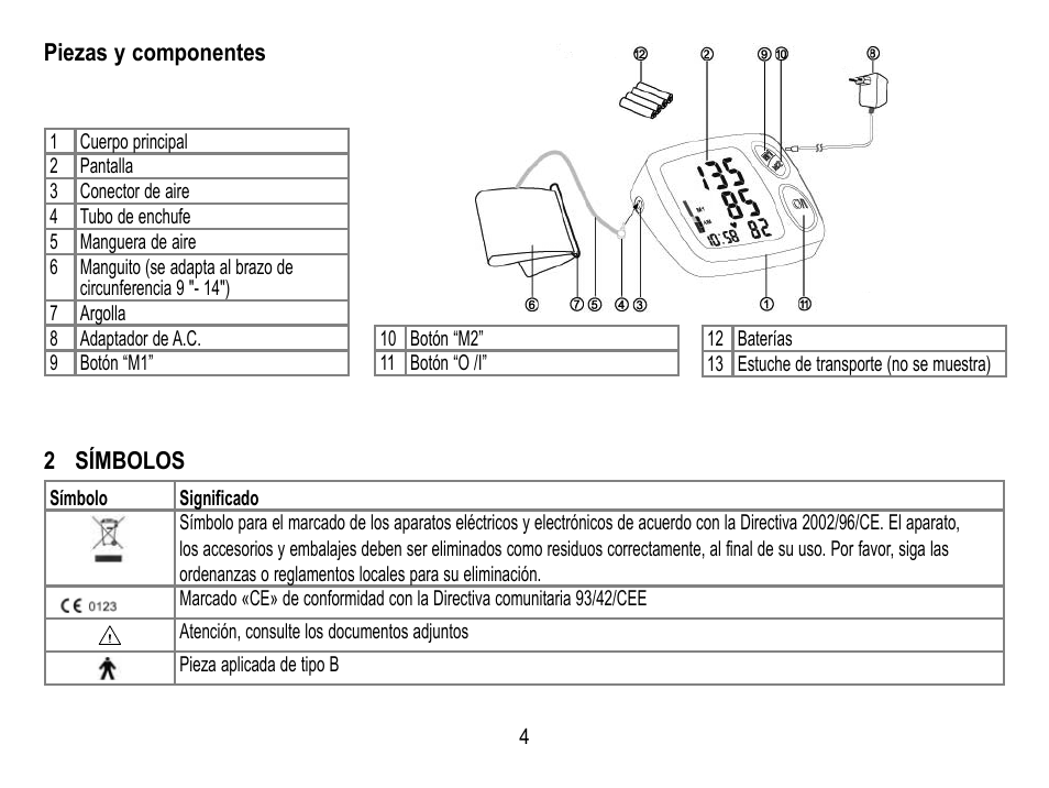 Piezas y componentes, 2 símbolos | Lumiscope 1133 User Manual | Page 28 / 48