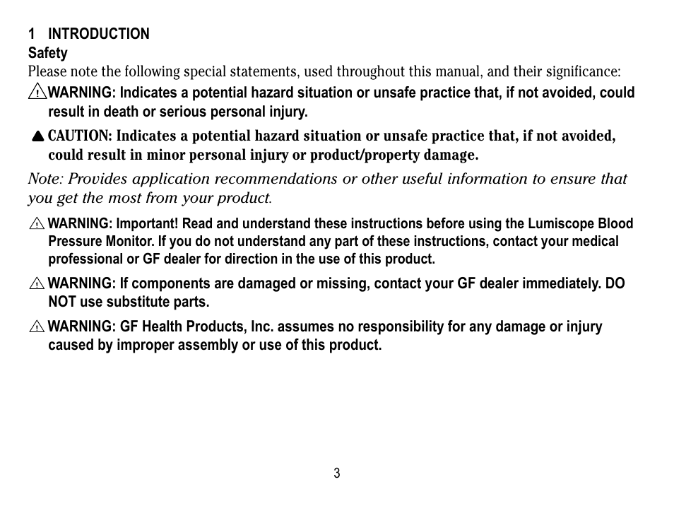1 introduction, Safety | Lumiscope 1133 User Manual | Page 3 / 48