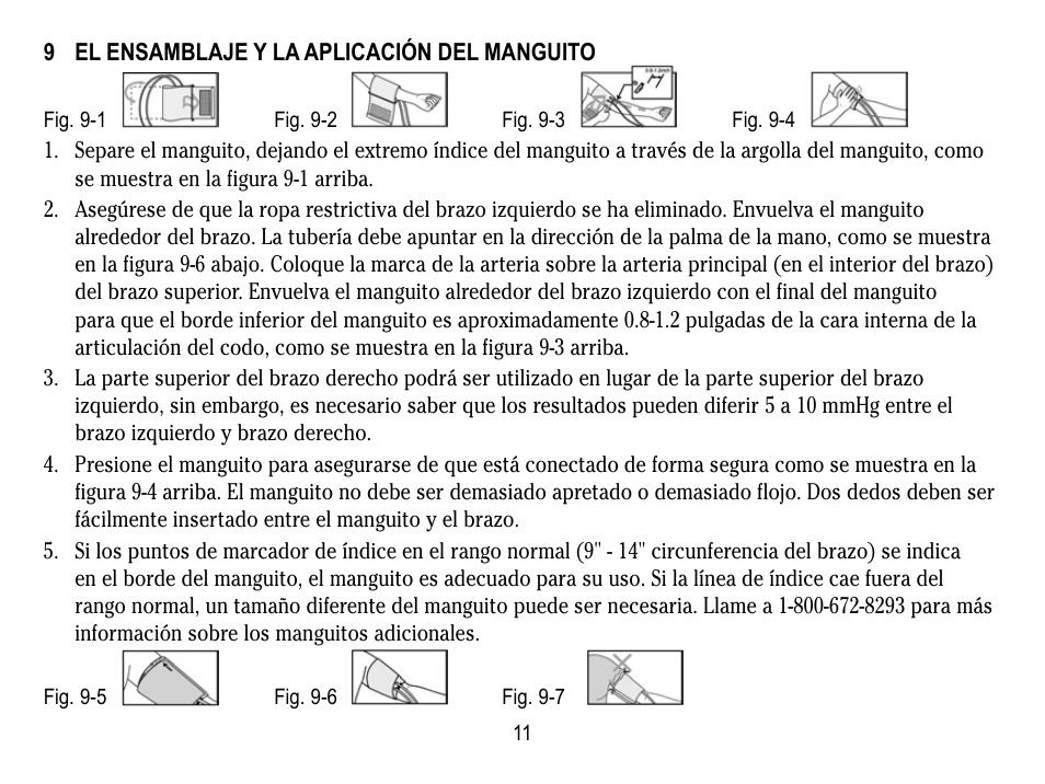 9 el ensamblaje y la aplicación del manguito | Lumiscope 1133 User Manual | Page 35 / 48