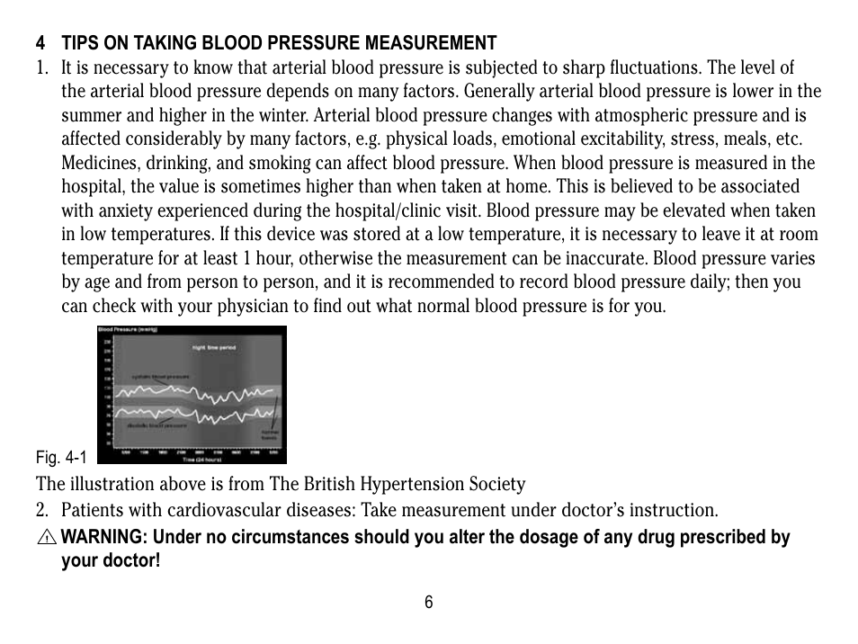 4 tips on taking blood pressure measurement | Lumiscope 1133 User Manual | Page 6 / 48