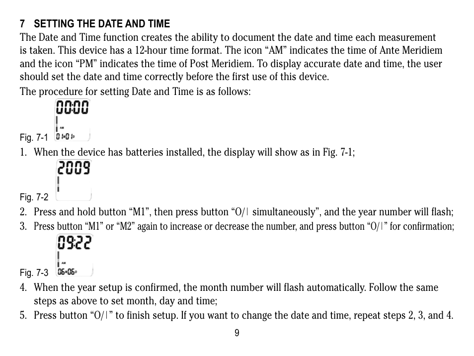 7 setting the date and time | Lumiscope 1133 User Manual | Page 9 / 48