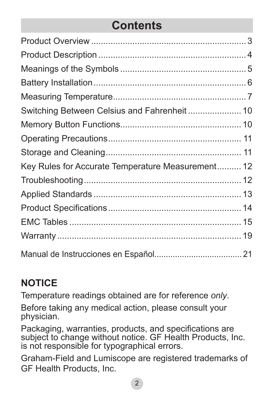 Lumiscope 2220 User Manual | Page 2 / 36