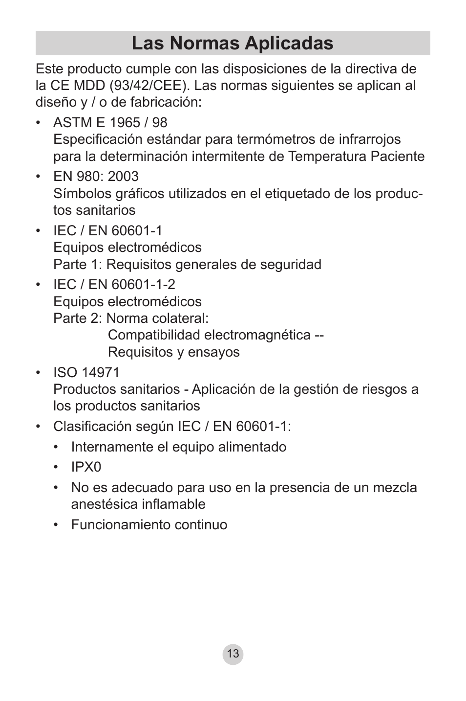 Las normas aplicadas | Lumiscope 2220 User Manual | Page 33 / 36