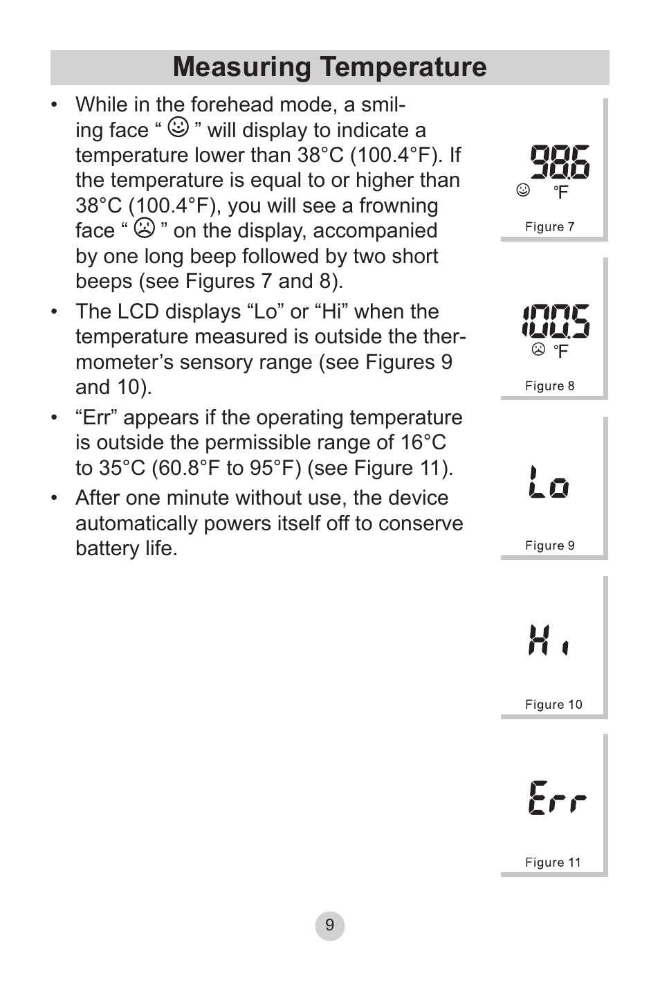 Measuring temperature | Lumiscope 2220 User Manual | Page 9 / 36