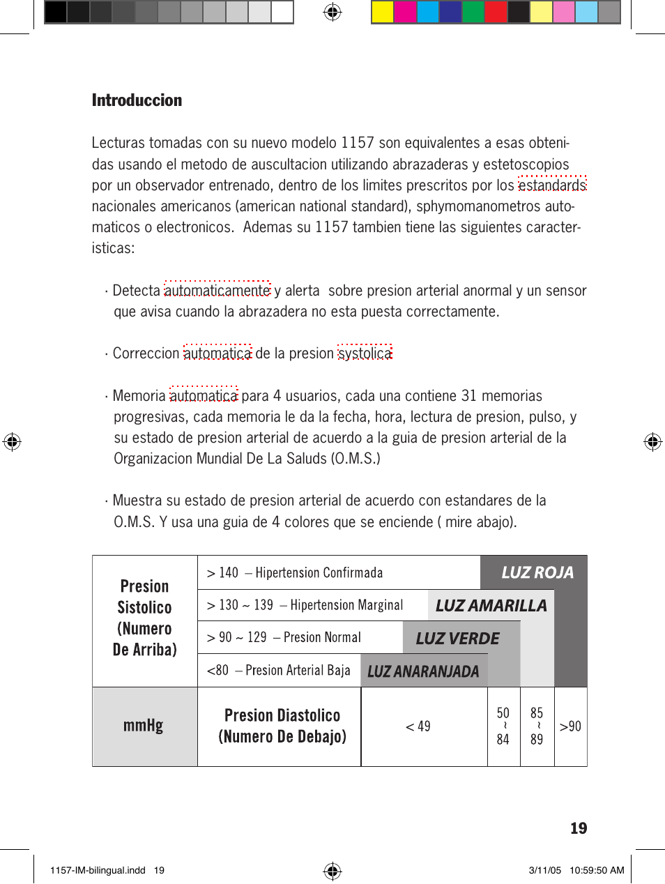 Introduccion | Lumiscope 1157 User Manual | Page 19 / 36