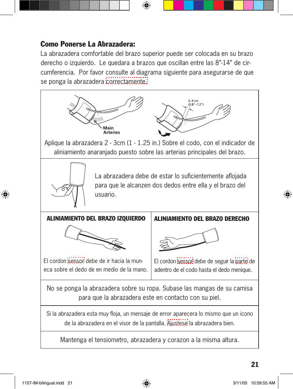 Como ponerse la abrazadera | Lumiscope 1157 User Manual | Page 21 / 36