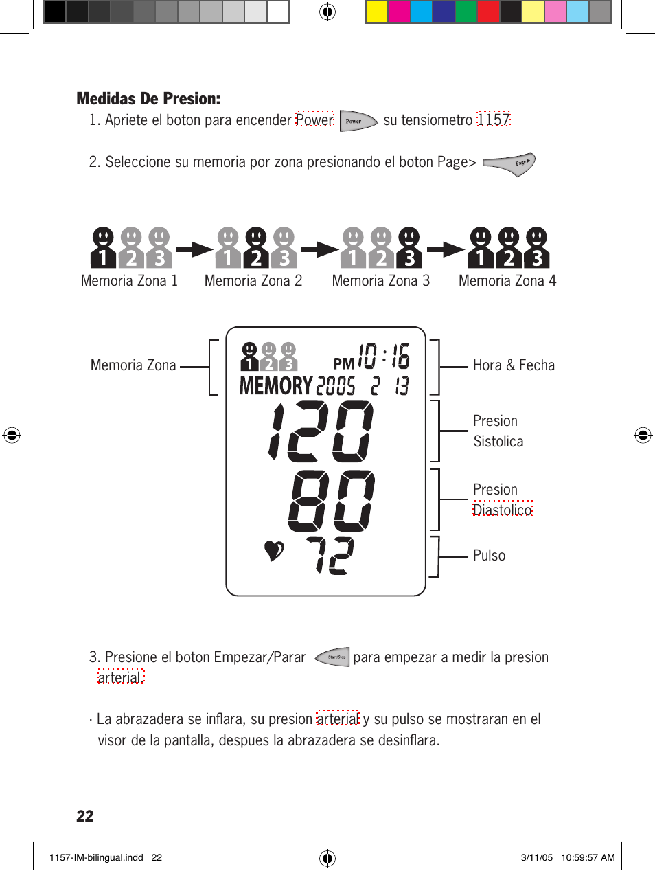 Medidas de presion | Lumiscope 1157 User Manual | Page 22 / 36