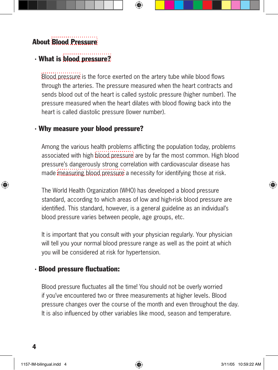 About blood pressure · what is blood pressure, Why measure your blood pressure, Blood pressure ﬂuctuation | Lumiscope 1157 User Manual | Page 4 / 36