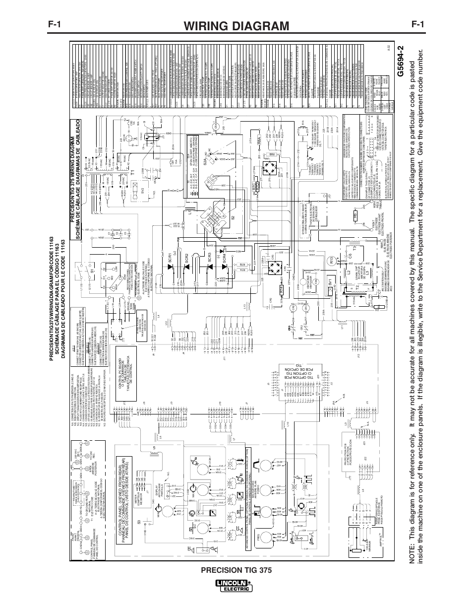 Wiring diagram, Precision tig 375 | Lincoln Electric PRECISION TIG IM936 User Manual | Page 39 / 44