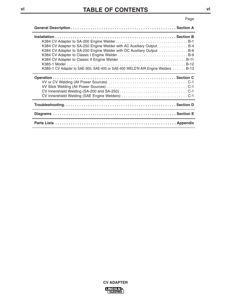 Lincoln Electric CV ADAPTER IM309-D User Manual | Page 7 / 46