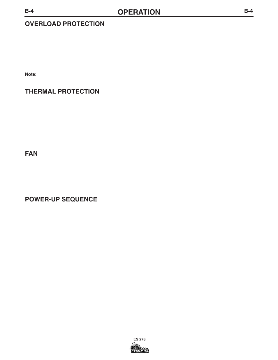 Operation, Overload protection, Thermal protection | Power-up sequence | Lincoln Electric IM803-B User Manual | Page 14 / 31