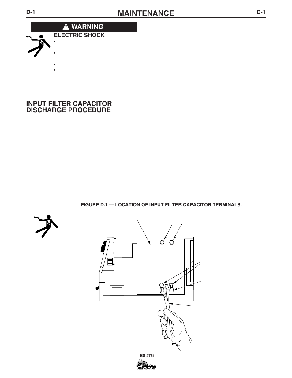 Maintenance, Input filter capacitor discharge procedure, Warning | Lincoln Electric IM803-B User Manual | Page 15 / 31