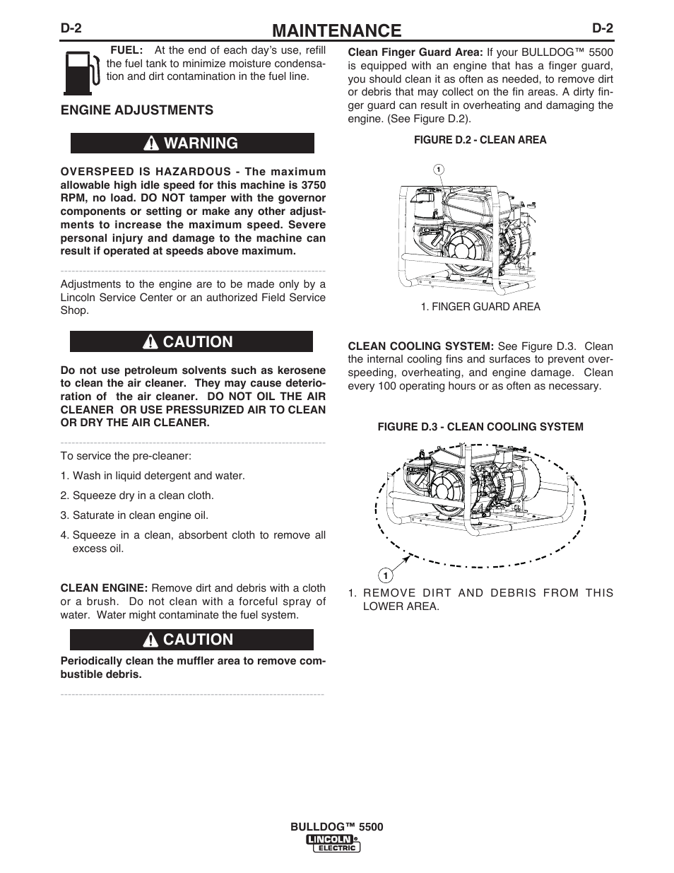 Maintenance, Warning caution caution | Lincoln Electric BULLDOG IM10074 User Manual | Page 33 / 45