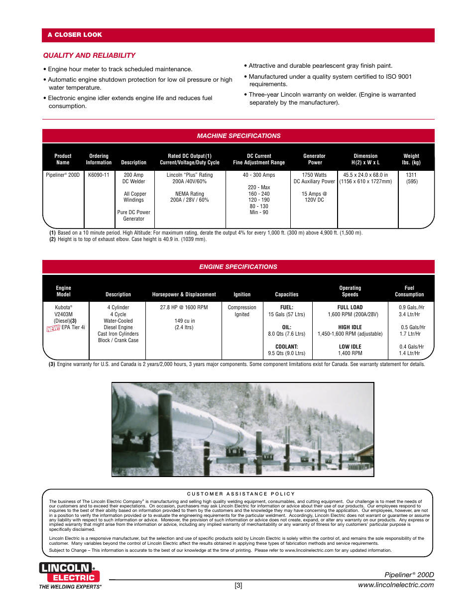 Pipeliner, Quality and reliability | Lincoln Electric Pipeliner 200D User Manual | Page 3 / 4