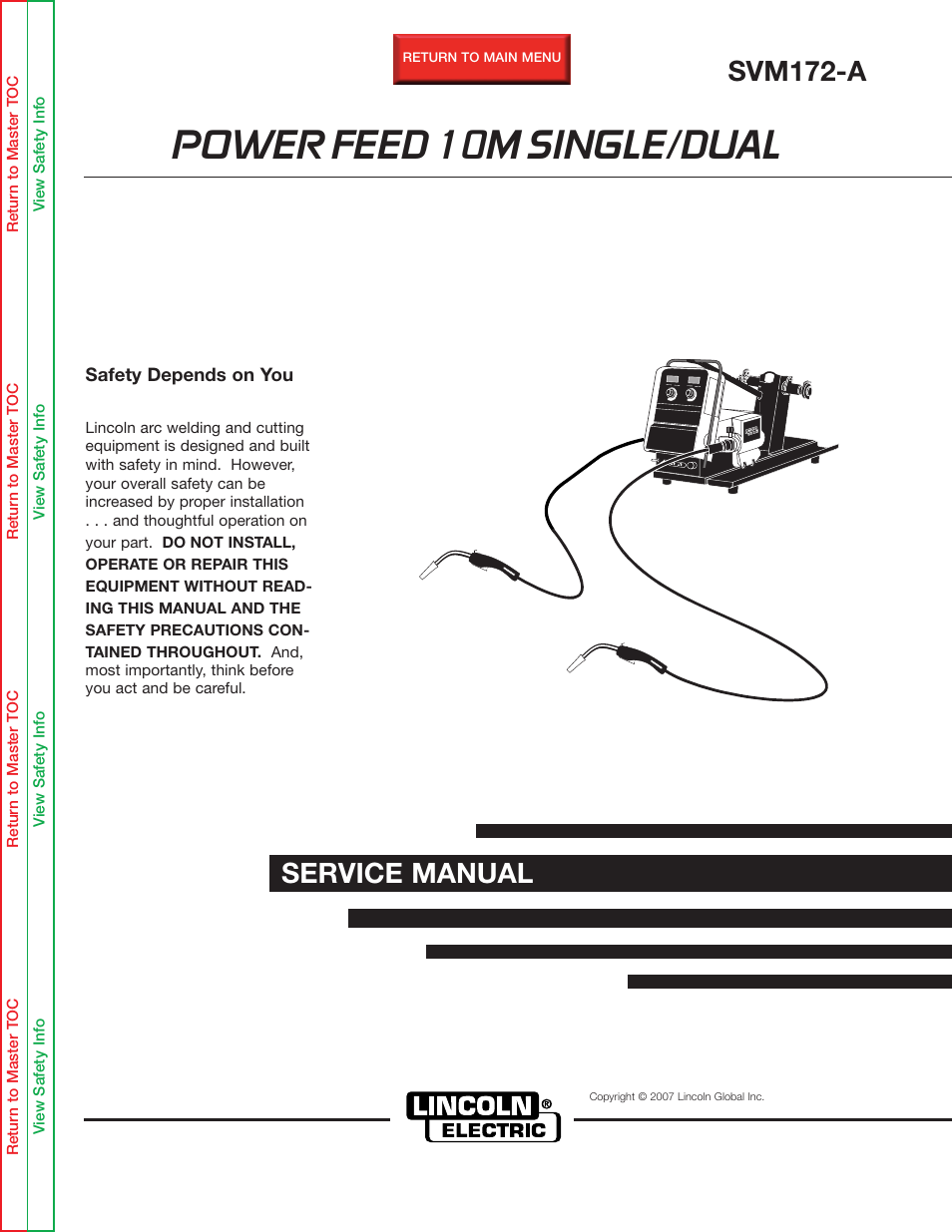 Lincoln Electric POWER FEED 10M SINGLE/DUAL SVM172-A User Manual | 151 pages