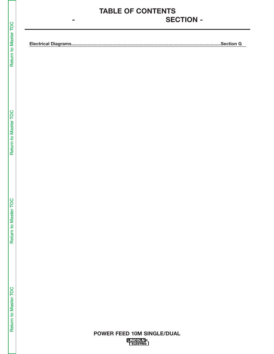 Section g - electrical diagrams | Lincoln Electric POWER FEED 10M SINGLE/DUAL SVM172-A User Manual | Page 131 / 151