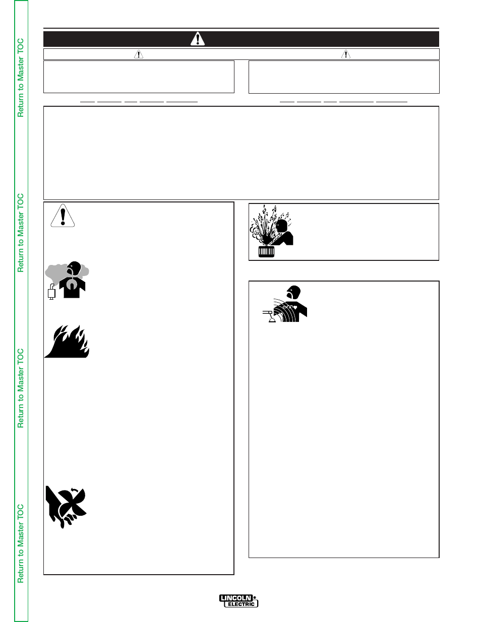 Safety, Warning, For engine powered equipment | Electric and magnetic fields may be dangerous | Lincoln Electric POWER FEED 10M SINGLE/DUAL SVM172-A User Manual | Page 2 / 151