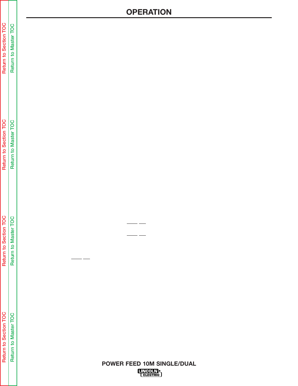 Operation | Lincoln Electric POWER FEED 10M SINGLE/DUAL SVM172-A User Manual | Page 26 / 151