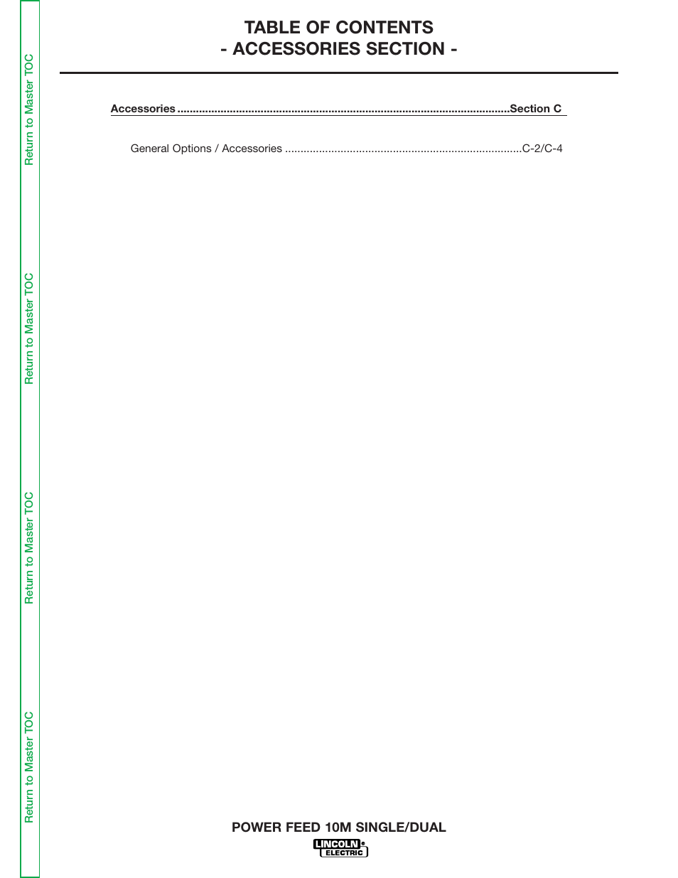 Section c - accessories | Lincoln Electric POWER FEED 10M SINGLE/DUAL SVM172-A User Manual | Page 49 / 151